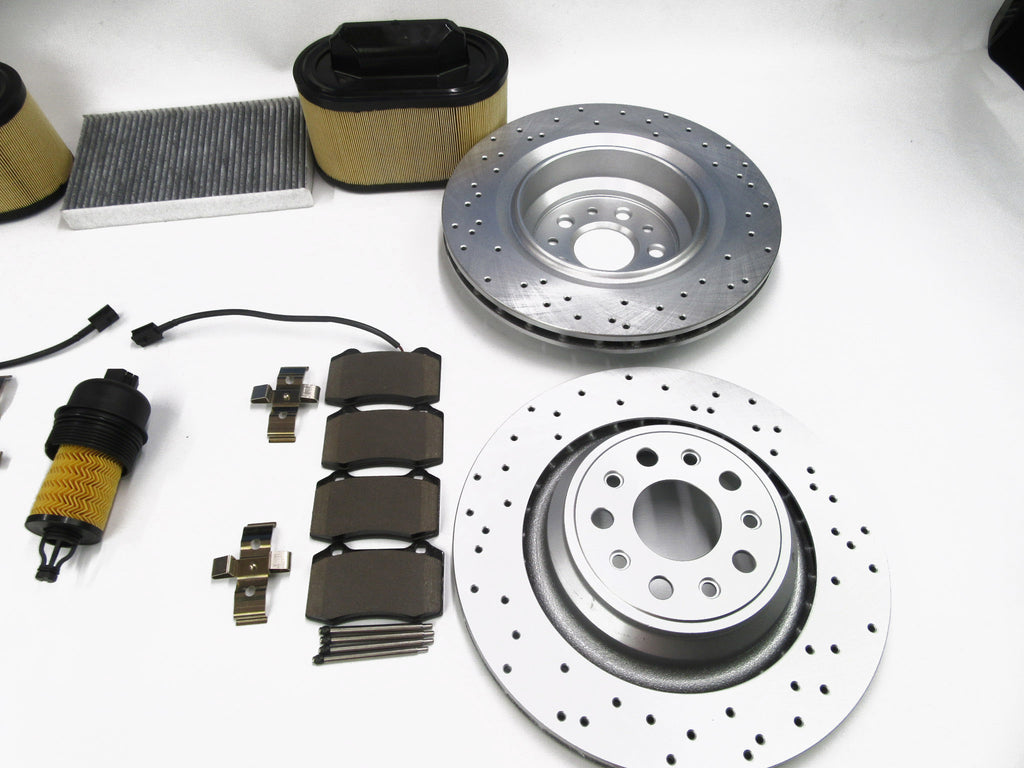 Maserati Ghibli Quattroporte brake pads rotors filters service kit 338