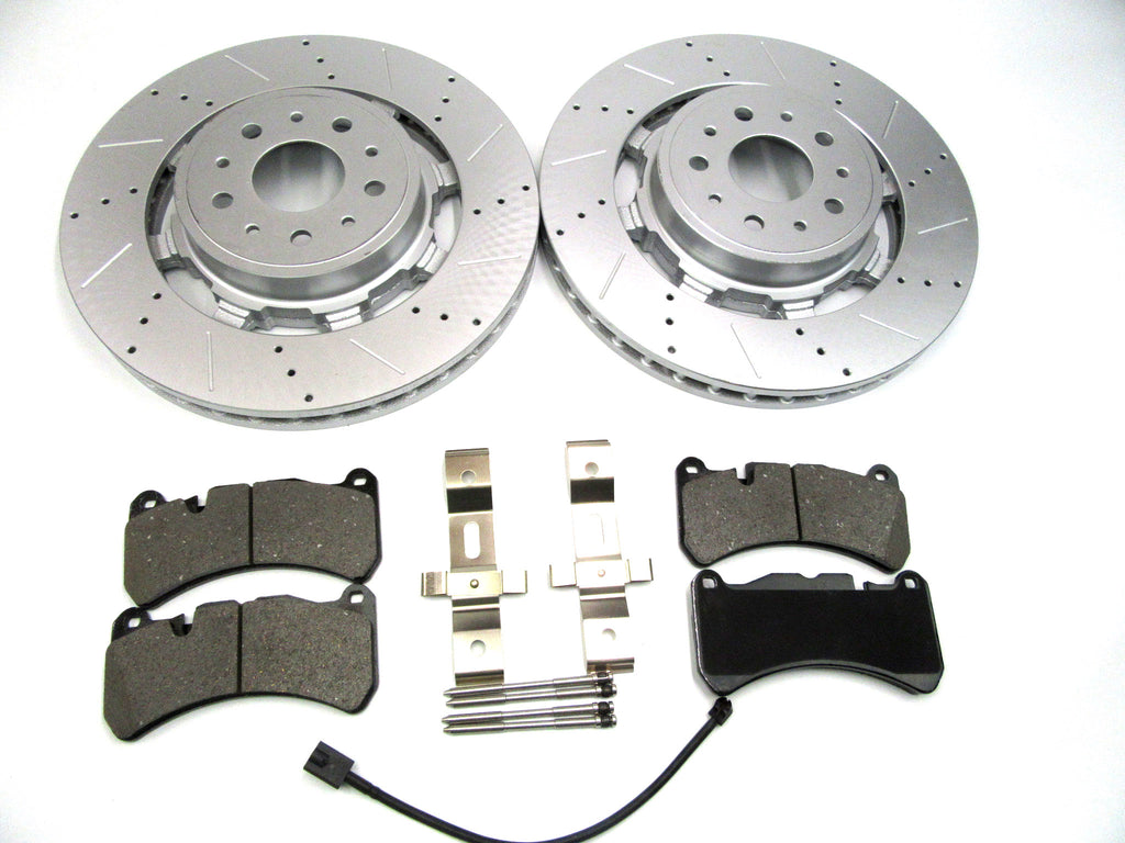 Maserati GranTurismo Gt front brake pads + rotors drilled & slotted 606