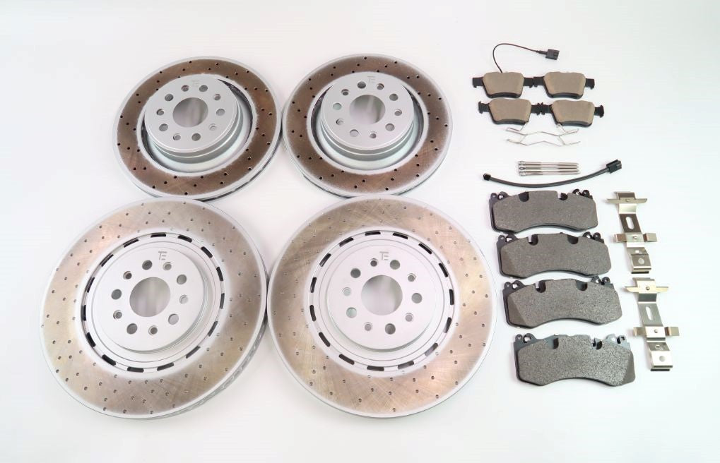 Maserati Levante S Trofeo front rear brake pads & dimpled rotors 1563