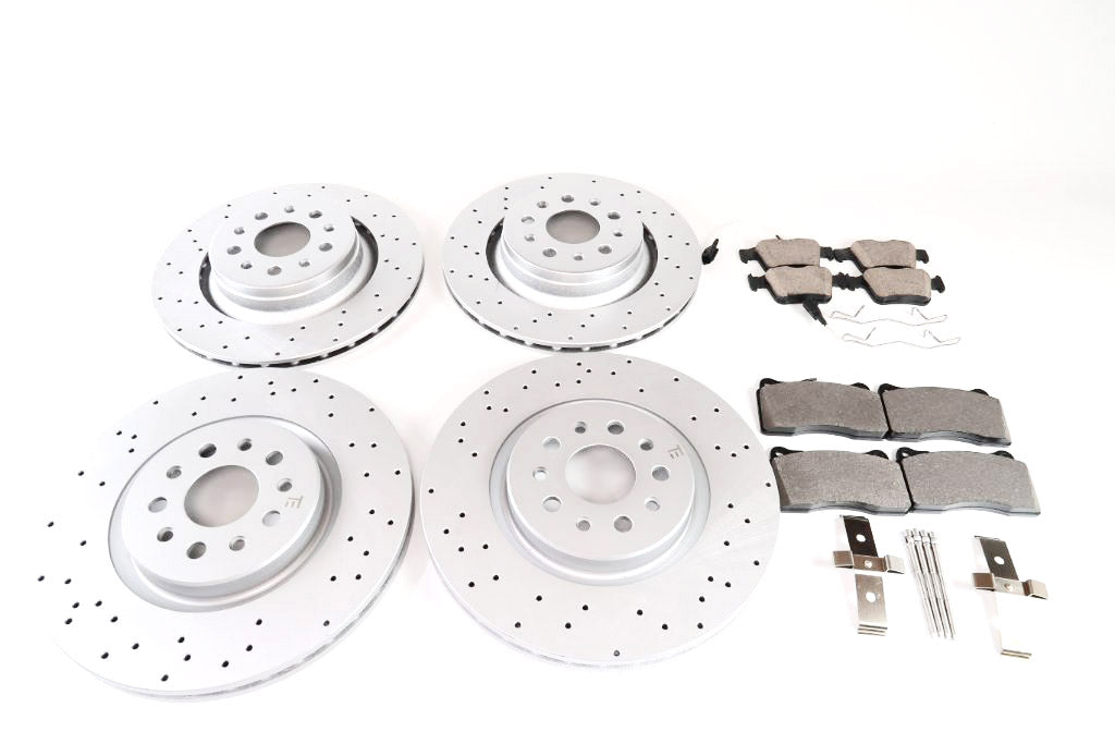 Maserati Ghibli Base front rear brake pads drilled upgraded rotors #1433