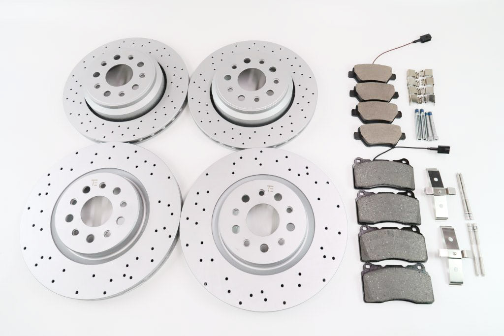 Maserati Ghibli Base front rear brake pads & drilled upgraded rotors #1298