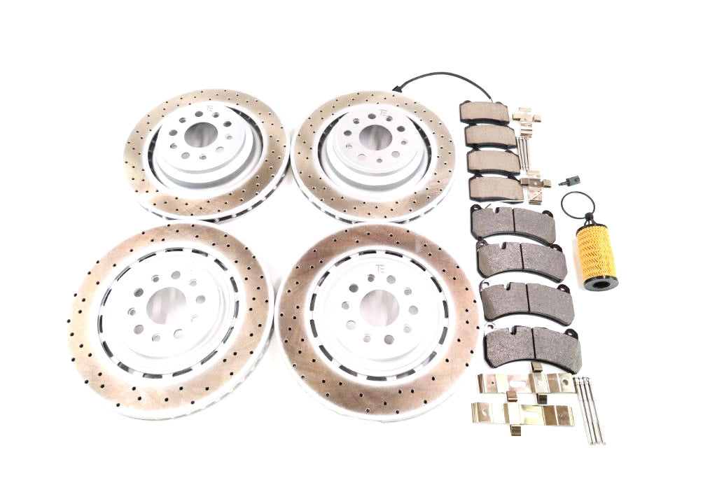 Maserati Ghibli Quattroporte front rear brake pads rotors + FREE oil filter 2014-16 #1332