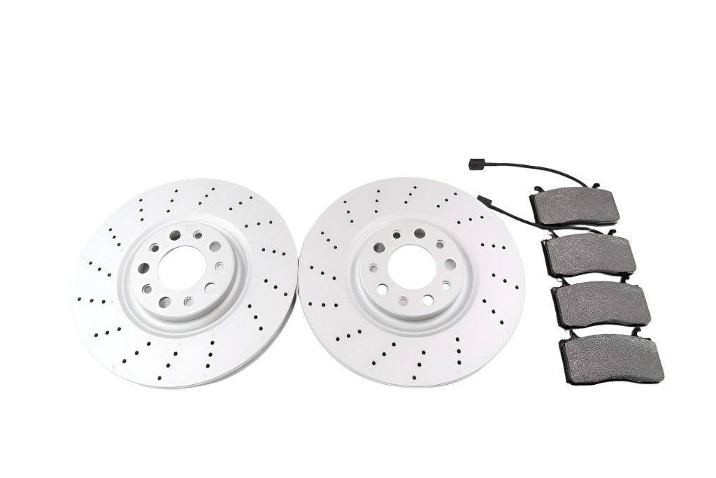 Alfa Romeo Stelvio front brake pads & drilled upgraded rotors TopEuro #1308