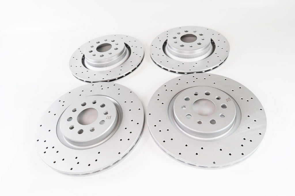 Maserati Ghibli Base front and rear drilled upgrated rotors 1434